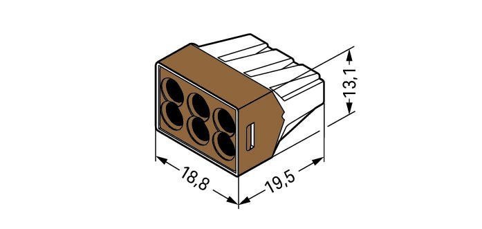 Szybkozłączka 6x 1,5-4mm2 przeźroczysta brązowa 773-606 /50szt./