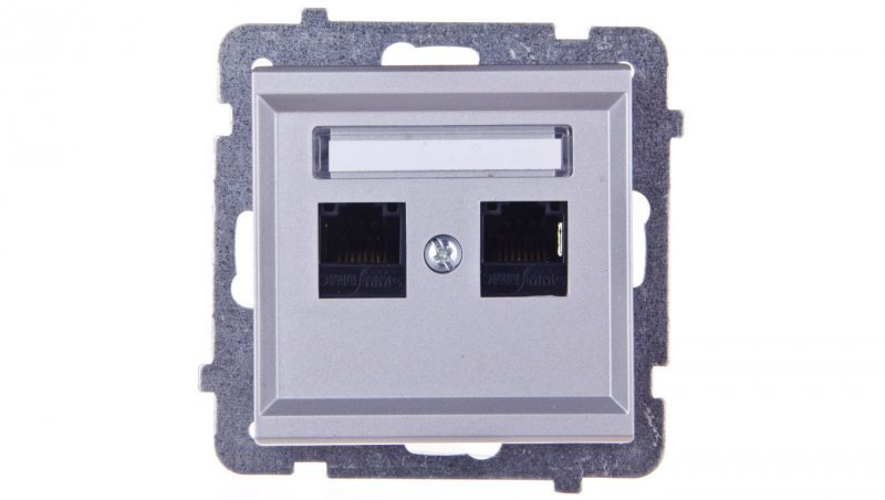 SONATA Gniazdo komputerowe podwójne 2xRJ45 kat.5e srebro mat KRONE GPK-2R/K/m/38