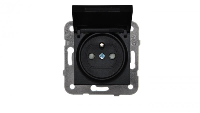 Panasonic NOVELLA Gniazdo z klapką IP44 z/u czarne 92105570M