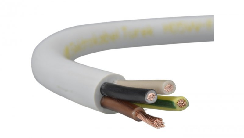 Przewód prądowy H05VV-F / OWY 500V 4x2,5 warsztatowy biały linka Elektrokabel /100m/