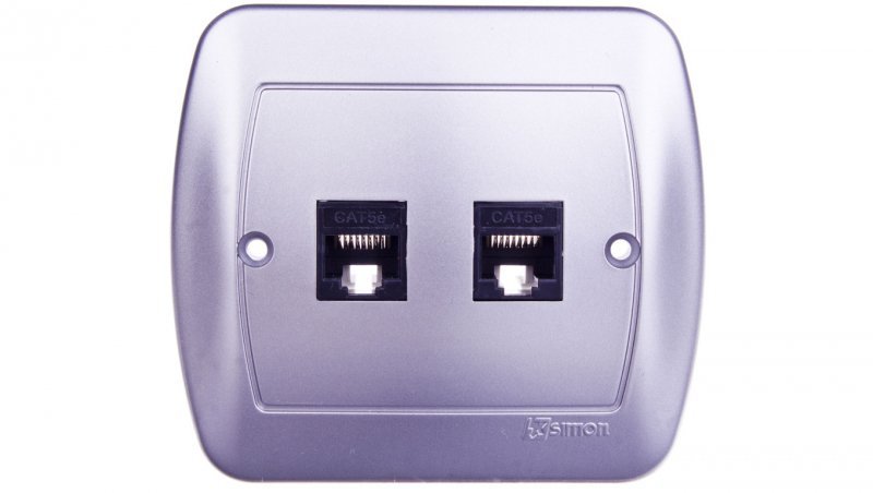 Simon Akord Gniazdo komputerowe podwůjne 2xRJ45 kat.5e aluminium metalizowane AF52/26