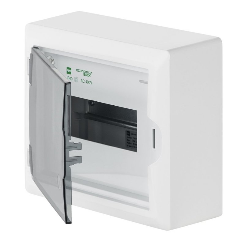 Rozdzielnica modułowa 1x8 n/t ECONOMIC BOX RN 1/8 drzwi transparentne (N+PE) IP40 2502-01