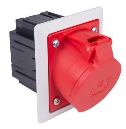 Gniazdo tablicowe z puszką 32A 4P 400V /80x97/ czerwone IP44 TWIST 424-6pkr