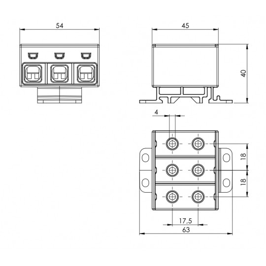 Złączka szynowa 3-torowa 35mm2 szara ZGX-3x35 szara ENE-00168