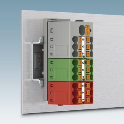 Blok rozdzielczy PTFIX 10/6X4-NS35 GN, żółte złącze przemysłowe - 6 punktów przyłączeniowych o przekroju 4mm2