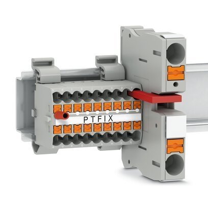 Blok rozdzielczy PTFIX 6/6X2,5-NS35 BK, czarne złącze przemysłowe - 6 punktów przyłączeniowych o przekroju 2,5mm2