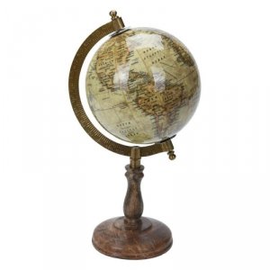 Dekoracyjny globus świata beżowy 28 cm