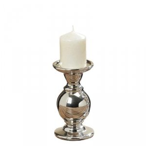 Ceramiczny świecznik 17 cm - srebrny