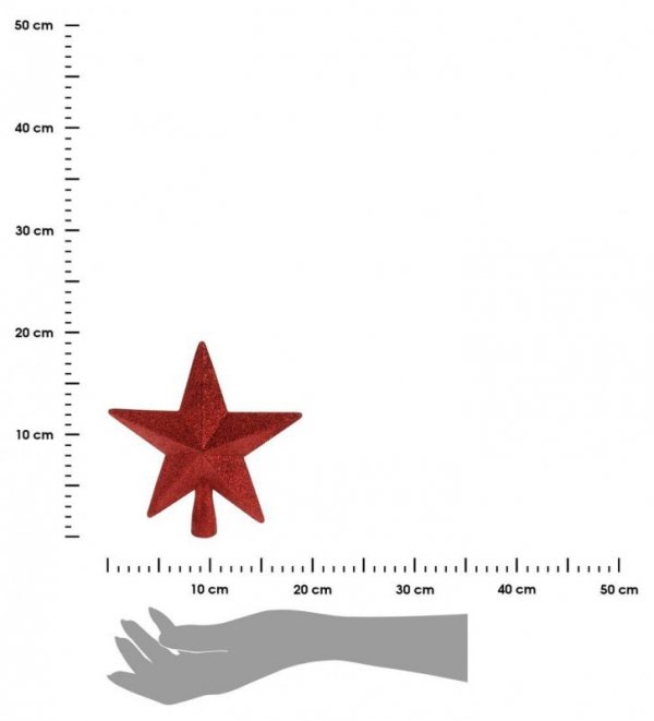 Szpic na choinkę czerwona gwiazda 19 cm