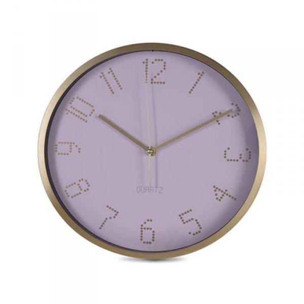 Zegar ścienny aluminiowy - różowa tarcza