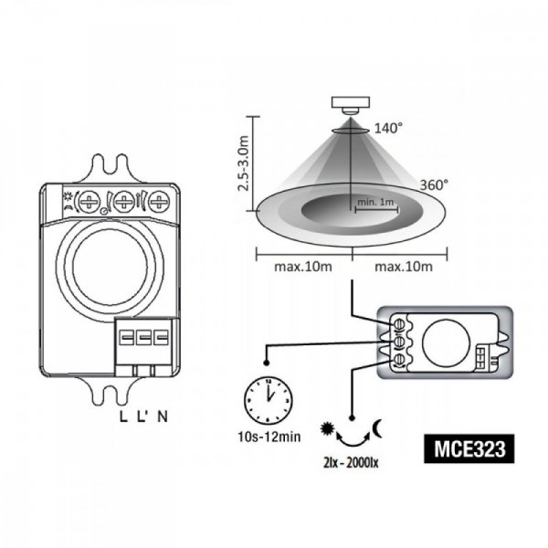 Maclean Mikrofalowy Czujnik ruchu i zmierzchu  MCE323
