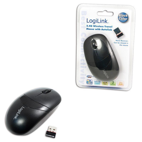 LogiLink Bezprzewodowa mysz optyczna 2.4GHz (czarna) z funkcja Autolink