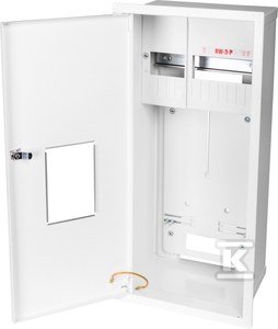 Rozdzielnica RW-3P Z O/E P/T licznikowa 3F+miejsce na 11 zabezpieczeń drzwi z zamkiem i okienkiem-płytka Z/O /E RW-3-P