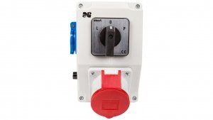 Zestaw instalacyjny z gniazdem 16A 5P+2P+Z RS-Z (L-0-P) czerwony 6272-20