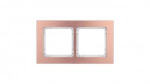DECO Ramka uniwersalna podwójna - aluminium szczotkowane (ramka: kolor miedziany spód: biały) 9-0-DRA-2