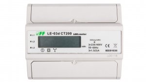 Licznik energii elektrycznej 3-fazowy 5A 230/400V do współpracy z przekładnikiem 200/5A wyświetlacz LCD LE03D-CT200