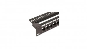 Patch panel 24 porty na moduły Keystone, 1U, czarny
