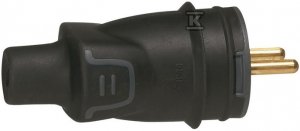 WTYCZKA 2P+Z 16A IP44 CZARNA GUMA