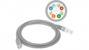 Patch-cord U/UTP kat.6 PVC 2.0m szary KKU6SZA2