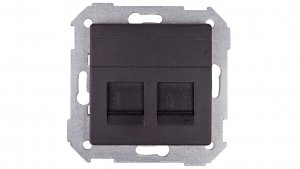 Simon 82 Pokrywa gniazda komputerowego podwójnego 2xRJ45 płaska z adapterem i przesłoną grafit 82006-38