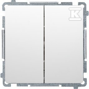 Łącznik schodowy podwójny BMW6/2.01/11 Basic moduł biały + Ramka pojedyncza BMR1/11 Basic moduł biały DMR828