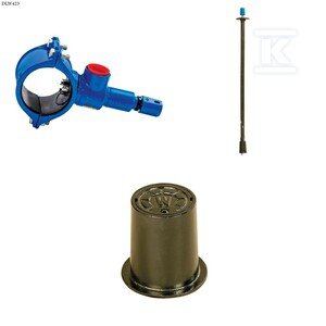Nawiertka DN110x32 do rur PVC/PE, PN16, GJS + obudowa sztywna + skrzynka żeliwna ZESTAW DLW423
