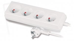 Przedłużacz 4-gniazda z/u 10A 5m /OMY 3x1/ biały PS-470