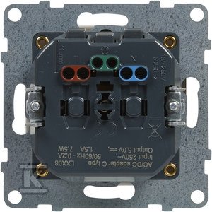 Gniazdo płaskie 2P+Z - 16 A - z USB Typ - C - 1,5 A - zaciski automatyczne - z przesłoną, BIAŁY SUNO 721189