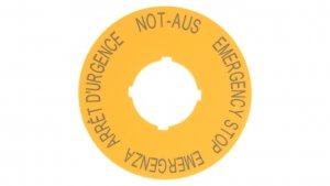 Tabliczka opisowa żółta okrągła fi60 EMERGENCY STOP M22-XBK1 216483