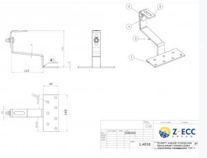 Uchwyt hakowy typu T z pojedynczą regulacją L=140mm