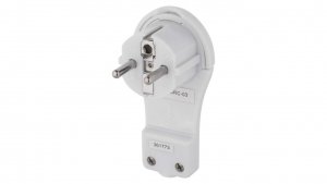 Wtyczka kątowa ultra płaska 16A 2P+Z 250V z uchwytem biała P0066