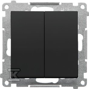 Przycisk podwójny zwierny bez piktogramu (moduł) 10 AX, 250 V~, szybkozłącza: Czarny mat, SIMON55 + Ramka 1-krotna LINE: Czarny mat, SIMON55 DMR965