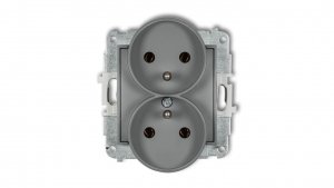 MINI Gniazdo podwójne z/u szary mat 27MGPR-2z