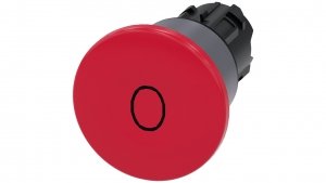 Przycisk grzybkowy 22mm okrągły tworzywo z met pierścieniem czerwony inskrypcja 3SU1030-1BA20-0AD0