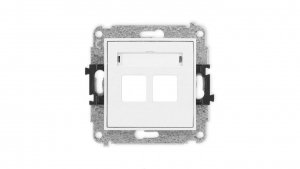 ICON Mechanizm gniazda multimedialnego podwójnego bez modułu (standard Keystone) biały mat 25IGM-2P