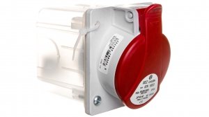 Gniazdo tablicowe skośne 5P 16A 400V czerwone podtynkowe z puszką IP44 GTPN 1653