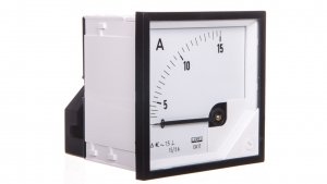 Amperomierz analogowy 72x72mm 15/5A N IP50 E408 pozycja pracy C3 K=90 st. bez atestu KJ EA17N E40800000000