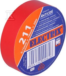 TAŚMA IZOL.19X20 CZERWONA ELECTRIC 211P