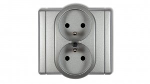 FLEXI Gniazdo podwójne z/u srebrny metalik 7FGP-2zp