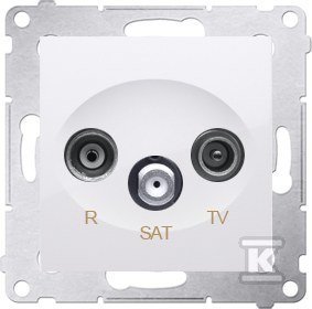 Gniazdo RTV-SAT końcowe/zakończeniowe tłum. RTV 1.0dB SAT 1.0dB, biały Simon54 + Ramka 1-krotna uniwersalna do puszek karton-gips IP20 / IP44, biały Simon54 DMR889