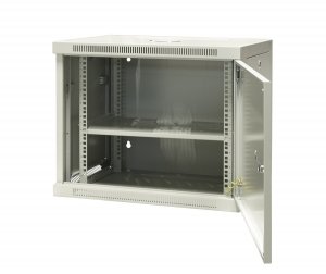 Szafa wisząca niedzielona 19   9U, drzwi całe z blachy, 600×450×500mm szer./gł./wys. (w zestawie: półka stała oraz komplet śrub montażowych)