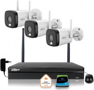 Zestaw monitoringu IP Dahua 3 Kamery WI-FI 5MPx aktywne odtraszanie LED IR do 30m