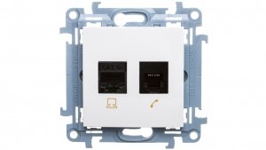 Simon 10 Gniazdo teleinformatyczne RJ45+RJ12 kat.5e białe C5T.01/11