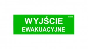 Piktogram PM21 100x300 Wyjście Ewakuacyjne logo awex (ISO7010)
