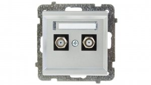 SONATA Gniazdo antenowe podwójne typu F srebro mat GPA-2RF/m/38