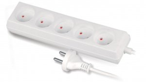 Przedłużacz 5-gniazd b/u 10A 5m /OMY 2x1/ biały PS-560