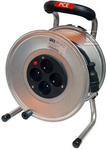 Przedłużacz zwijany jednofazowy na bębnie stalowym typ Jawor - wejście 25 mb H05RR-F 3x2,5 (ow) wtyczka gumowa 16A wyjście 4xGS z termikiem IP20 9111T48243