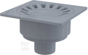 Kratka ściekowa 150×150/50 mm odpływ pionowy, kratka szara, syfon mokry