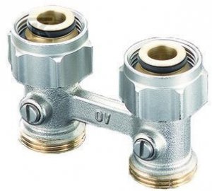 Multiflex F, ZB-podwójne przyłącze z odcięciem, 3/4NZx3/4GZ, mosiądz, niklowane