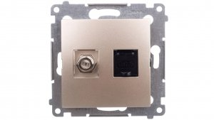 Simon 54 Gniazdo antenowe typu F  komputerowe RJ45 kat.6 złoty mat DASFRJ45.01/44